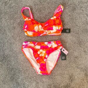 Wild Fable Kids Bikini in Orange and Pink Floral
